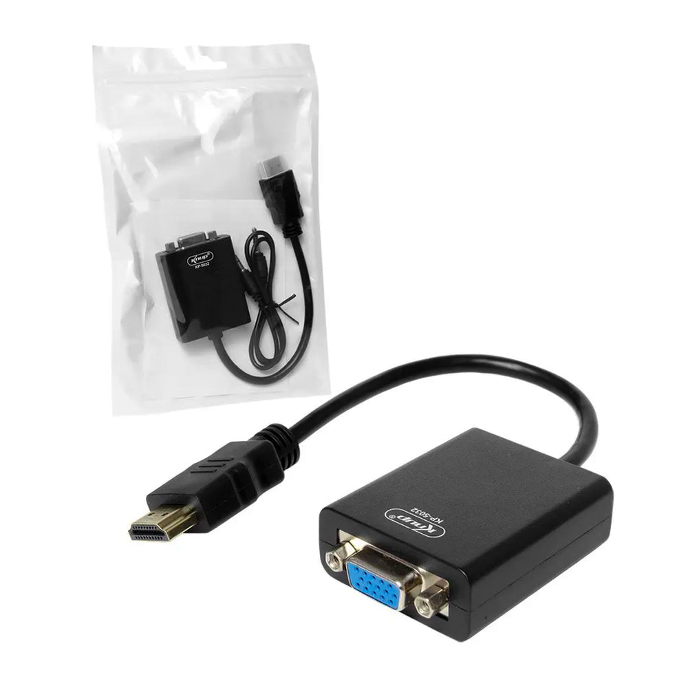 Mini Adaptador Conversor HDMI Para VGA Com Saída De Áudio Preto Knup KP-5032